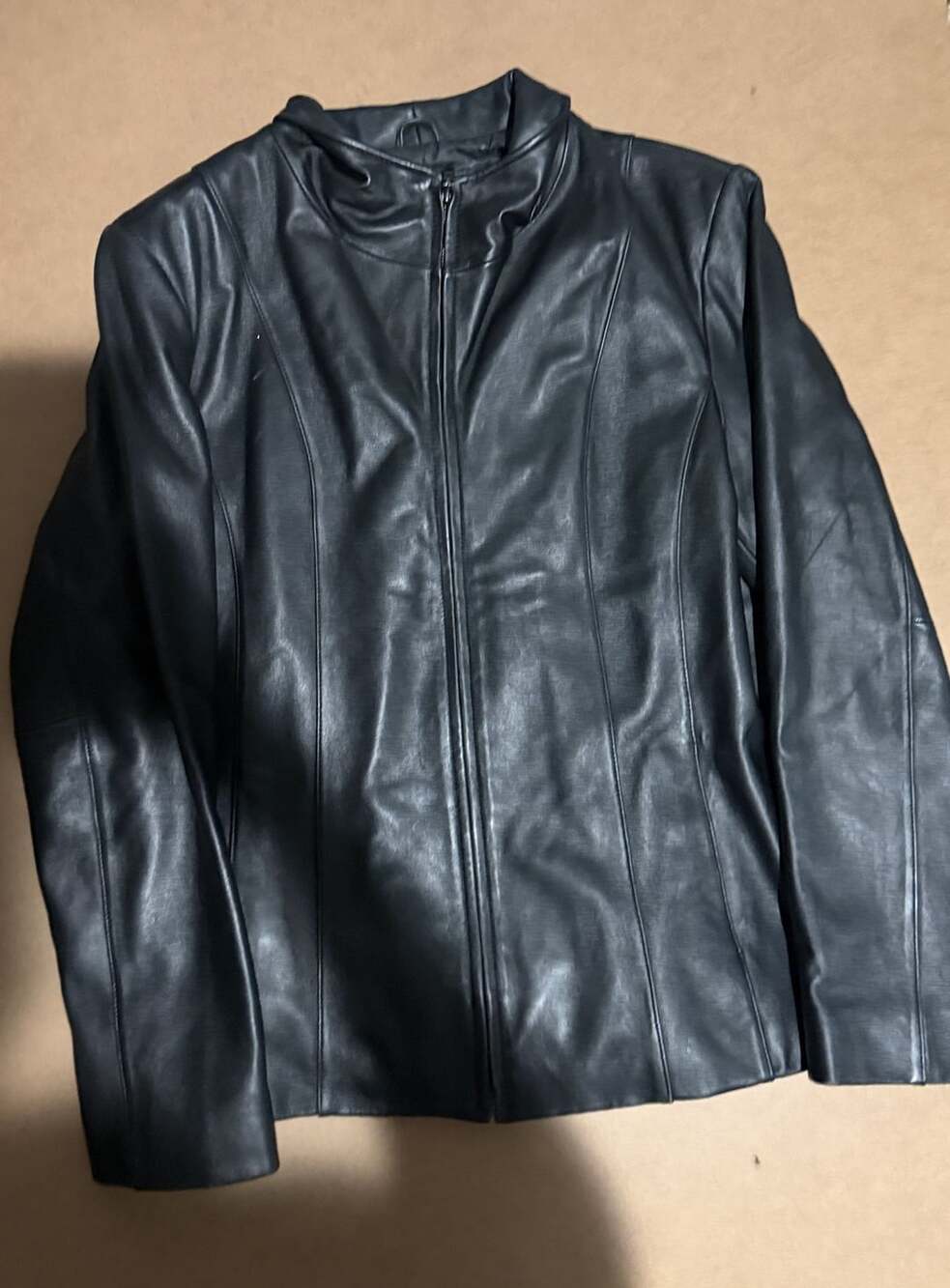 Worthington Genuine Lambskin Leather Jacket Size Large Black